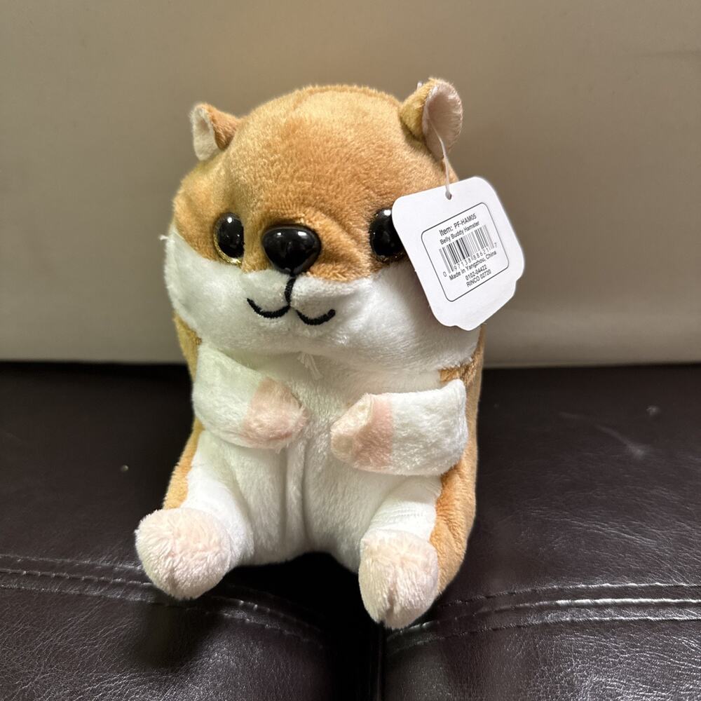 Nanco Belly Buddy Buddies Hamster Soft Plush Toy Light Brown 5”